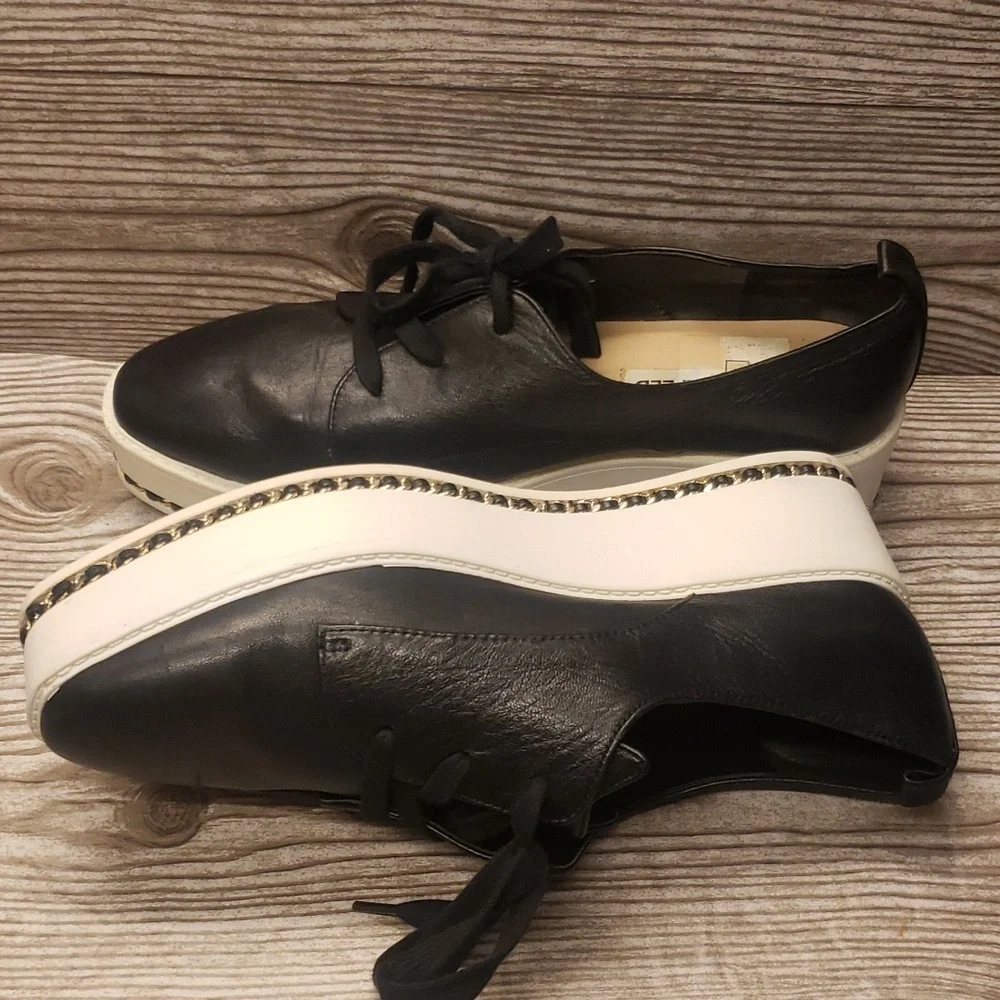 Karl Lagerfeld Bali Black soft leather platforms woman laces shoes size 8.5